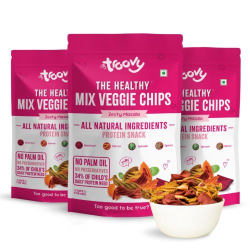 Troovy Healthy Masala Vegetable Chips | Tasty & High Protein Snacks | 30% Of Protein Needs | No Palm Oil, Cholesterol or Trans Fats |